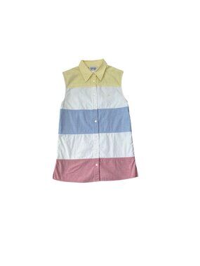 Escada Sport Sleeveless Colorblock Button-Up Shirt Size 34 100% Cotton Multicolo